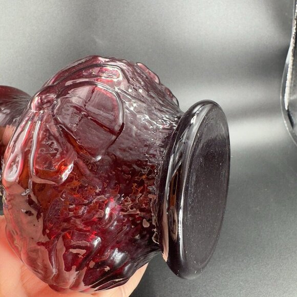 Anchor Hocking Rainflower Glass Vase Royal Ruby Red Daisy Rain Flower Vintage - Picture 5 of 11